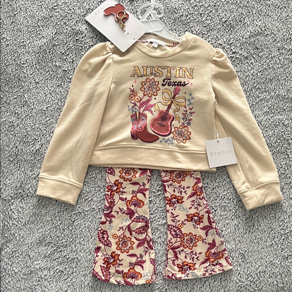 Austin Texas Cream Top and Floral Pants Set